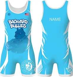 Backyard Bullies blue team singlet