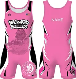 Backyard Bullies pink team singlet